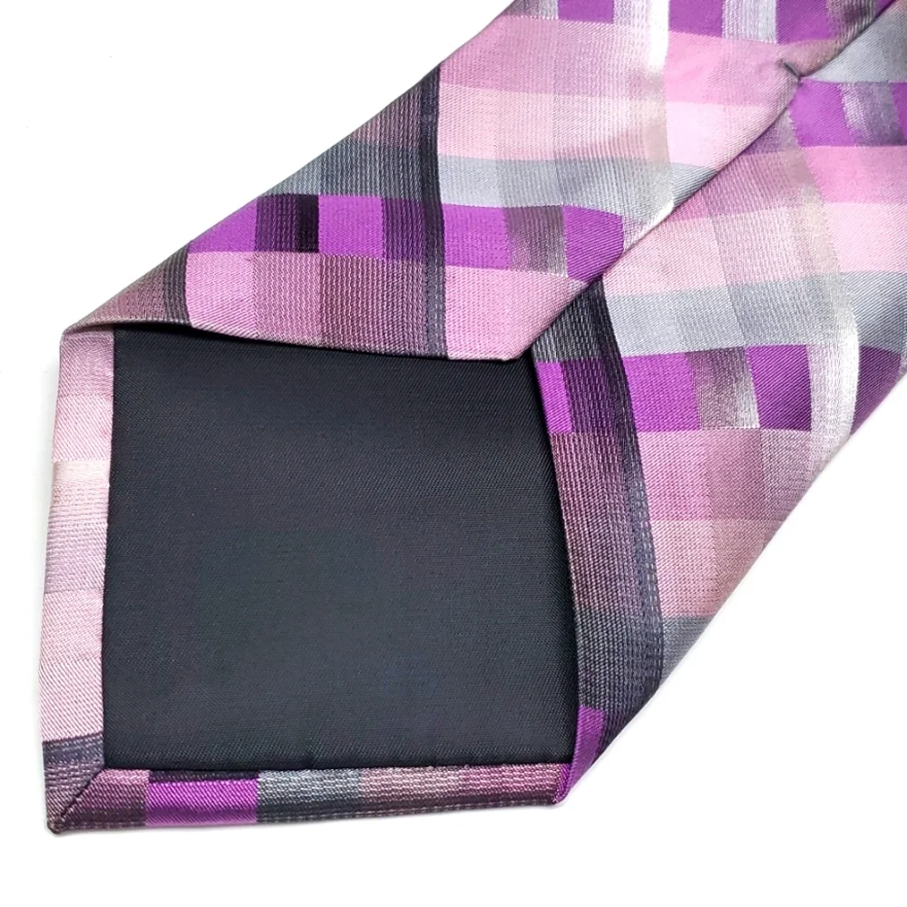 VAN HUESEN Purple Blue Diagonal Line Silk Tie EUC